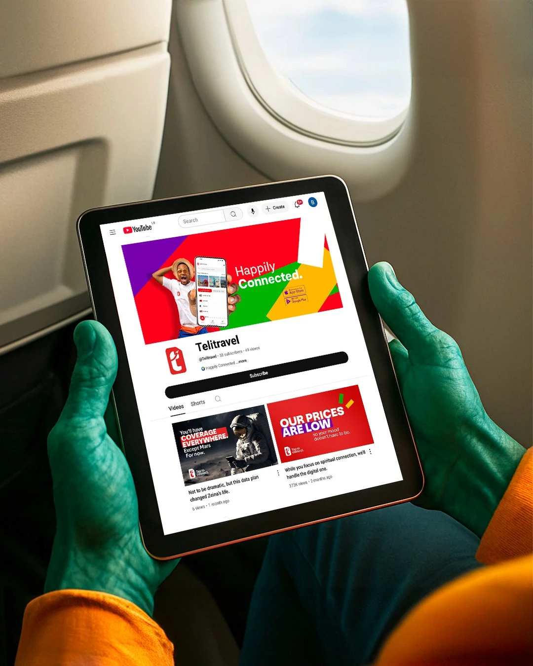 Tablet displaying Telitravel travel-connectivity content